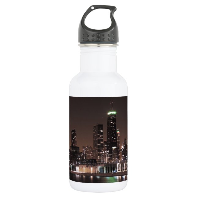 Chicago-Skyline nachts Trinkflasche (Vorderseite)