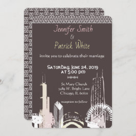 Chicago Skyline Navy blauer Fleck elegant Einladung