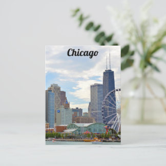 Chicago Skyline Navy Pier & Hancock Postkarte