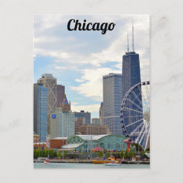 Chicago Skyline Navy Pier & Hancock Postkarte