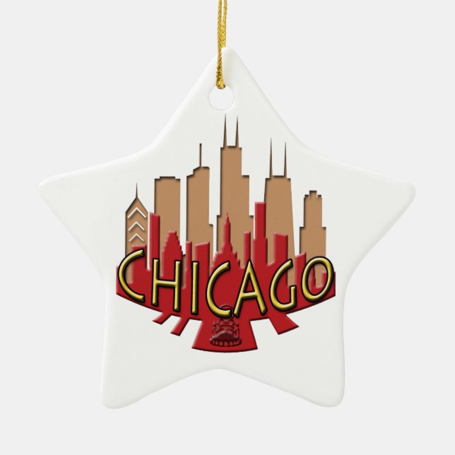 Chicago-Skyline newwave heiß Keramik Ornament (Vorne)