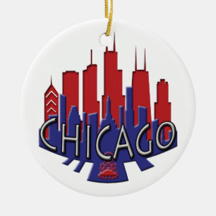 Chicago-Skyline newwave Patriot Keramik Ornament