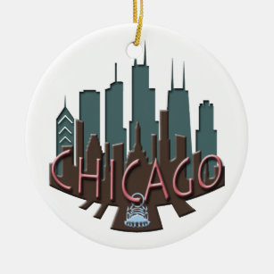 Chicago-Skyline newwave Schokolade Keramikornament