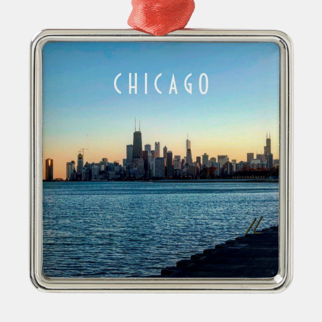 Chicago Skyline Ornament Aus Metall (Vorne)