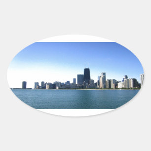 Chicago-Skyline Ovaler Aufkleber