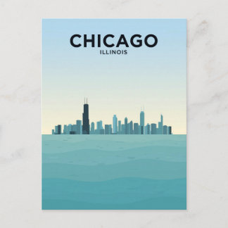 Chicago Skyline Over Lake Postkarte