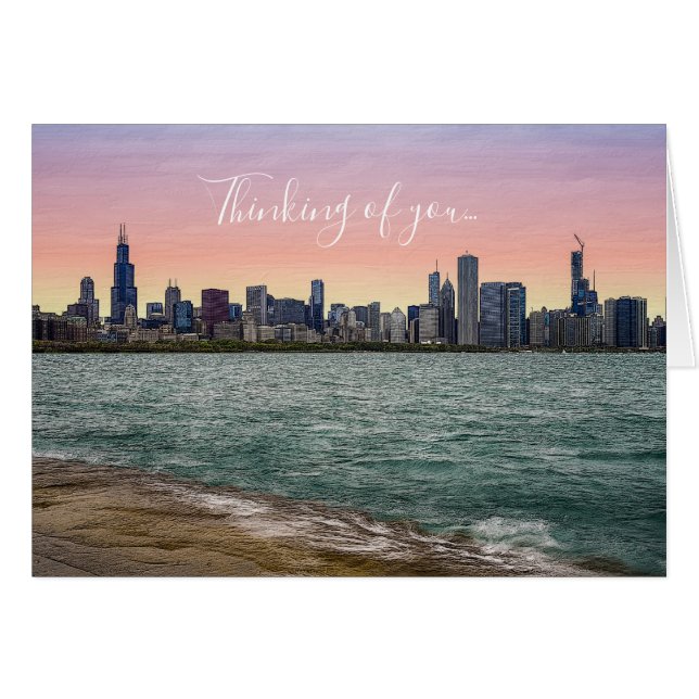 Chicago Skyline Painterly Thinking Your Card (Vorderseite (Horizontal))