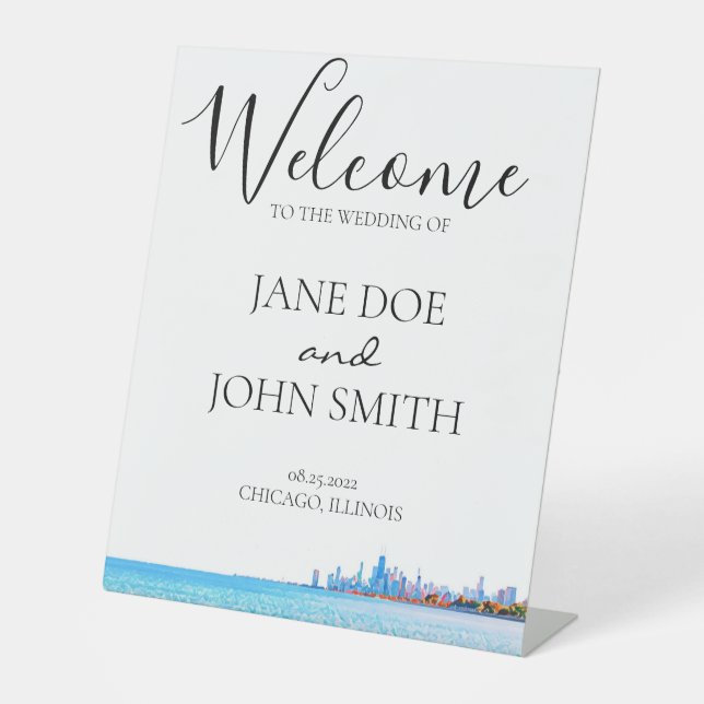 Chicago Skyline Pedastal Sign Sockelschild (Vorderseite)