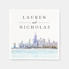 Chicago Skyline Personalisiert Wedding Napkins Serviette