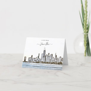 Chicago Skyline Personalisierte Note Card Dankeskarte