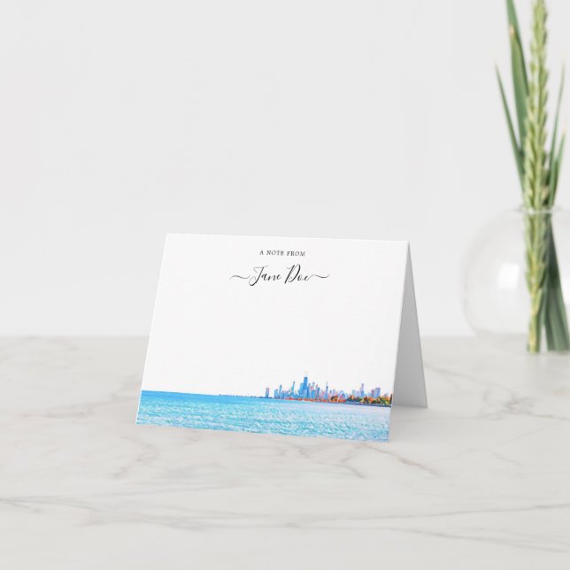 Chicago Skyline Personalisierte Note Card Dankeskarte (Vorderseite)