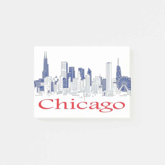 Chicago-Skyline Post-it Klebezettel (Vorderseite)
