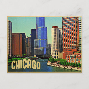 Chicago Skyline Postkarte