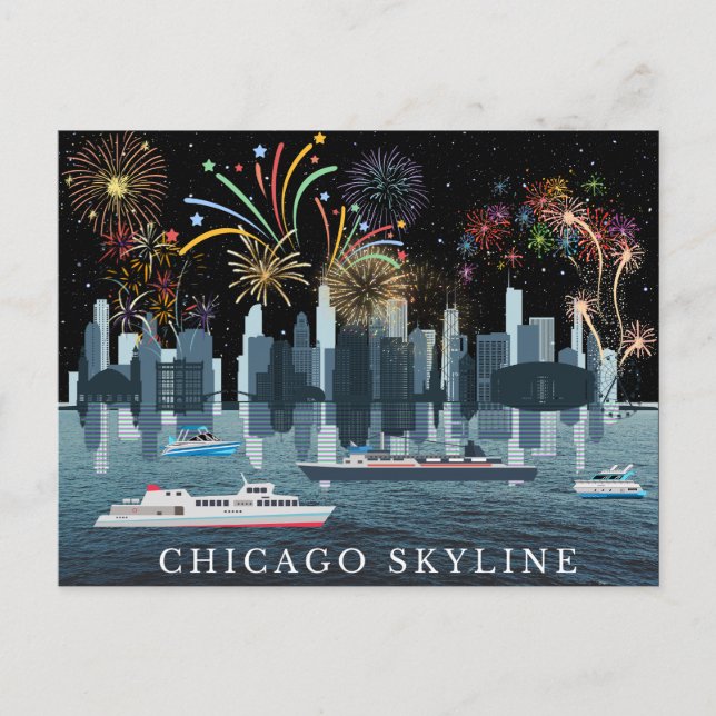 Chicago Skyline Postkarte (Vorderseite)