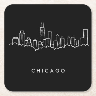 Chicago-Skyline Rechteckiger Pappuntersetzer