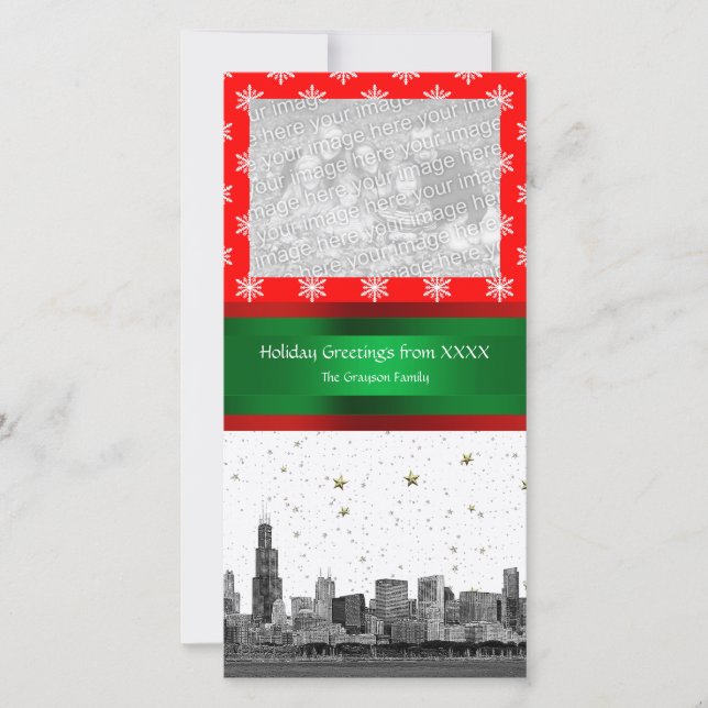Chicago Skyline Red Snowflake Weihnachten (Vorderseite)