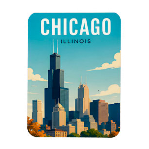 Chicago Skyline Reflexionen Magnet