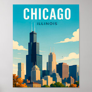 Chicago Skyline Reflexionen Poster