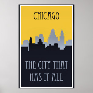 Chicago Skyline Reiseplakat, Poster