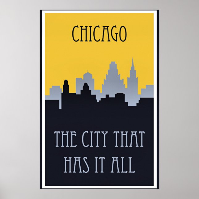 Chicago Skyline Reiseplakat, Poster (Vorne)