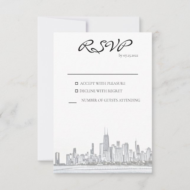 Chicago Skyline Response Card RSVP Karte (Vorderseite)