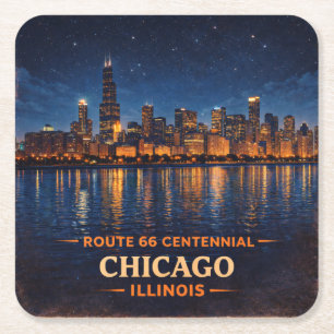 Chicago Skyline Route 66 Bar-Accessoires Rechteckiger Pappuntersetzer