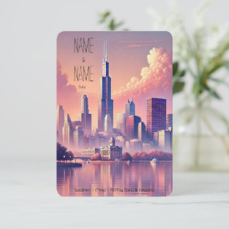 Chicago Skyline RSVP Card Karte