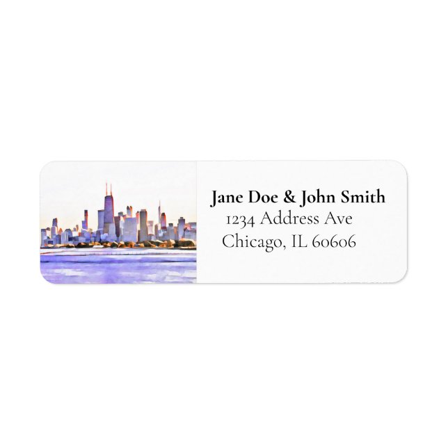 Chicago Skyline Rücksendeadressen-Aufklebers (Vorne)
