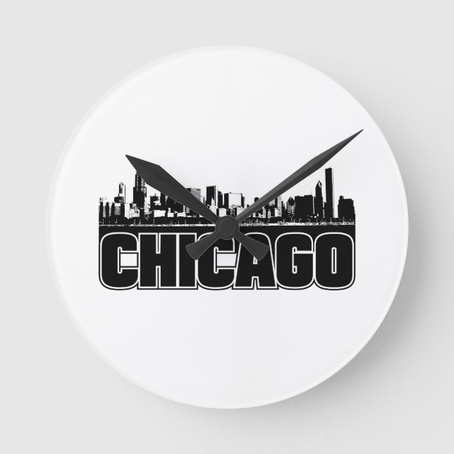 Chicago-Skyline Runde Wanduhr (Vorderseite)