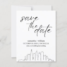 Chicago Skyline Save the Date MINIMALISTISCH Einladung