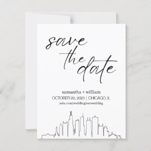 Chicago Skyline Save the Date MINIMALISTISCH Einladung