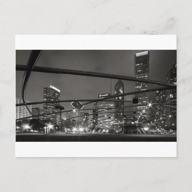 Chicago-Skyline-Schwarzes u. Weiß Postkarte (Vorderseite)