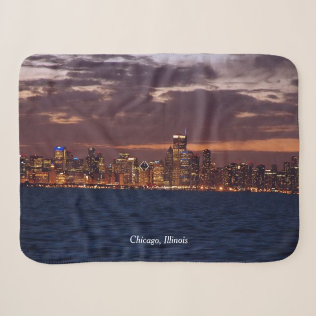Chicago Skyline Sherpa-Decke Sherpadecke (Vorderseite (Horizontal))