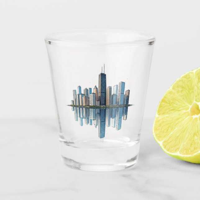 Chicago Skyline Shot Glass Schnapsglas (Vorderseite)