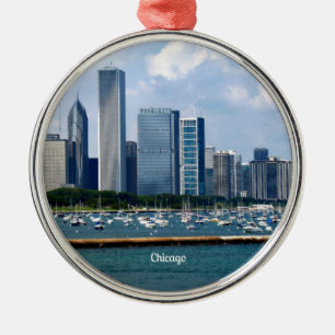 Chicago Skyline Silbernes Ornament