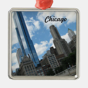Chicago Skyline Silbernes Ornament