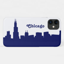 Chicago Skyline Silhouette Blau