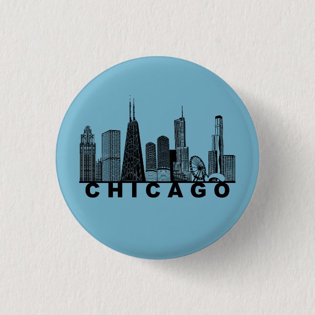 Chicago Skyline Silhouette  Button (Vorderseite)