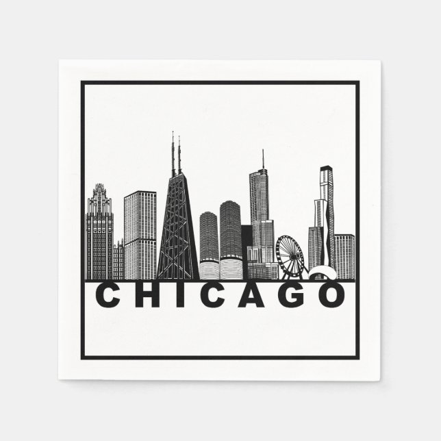 Chicago Skyline Silhouette  Serviette (Vorderseite)
