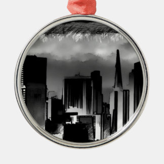 Chicago Skyline Sketch in Schwarz und Weiß Ornament Aus Metall