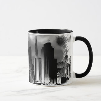 Chicago Skyline Sketch in Schwarz und Weiß Tasse