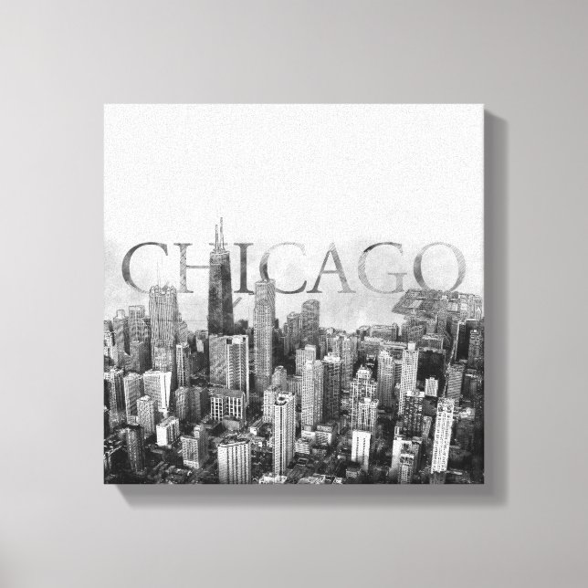 Chicago Skyline Sketch Leinwanddruck (Vorderseite)