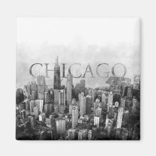 Chicago Skyline Sketch Magnet