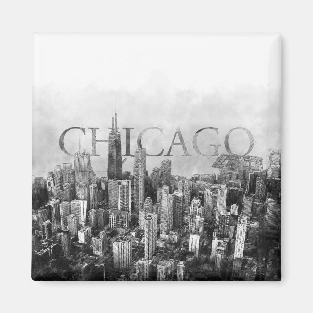 Chicago Skyline Sketch Magnet (Vorne)