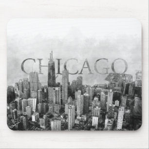 Chicago Skyline Sketch Mousepad