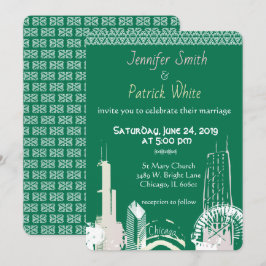 Chicago Skyline smaragdgrünen Spitzen elegante Ein Einladung