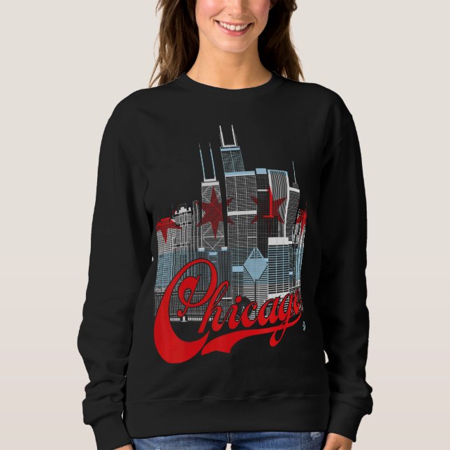 Chicago Skyline Squared Chicago Flag Sweatshirt (Vorderseite)
