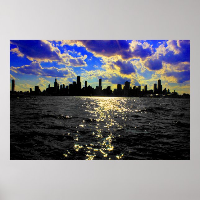 Chicago Skyline Sunset Poster (Vorne)