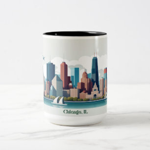 Chicago Skyline Tasse, 15oz Zweifarbige Tasse