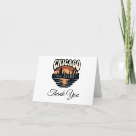 Chicago Skyline Thank You Card | Vintage Art Style Dankeskarte
